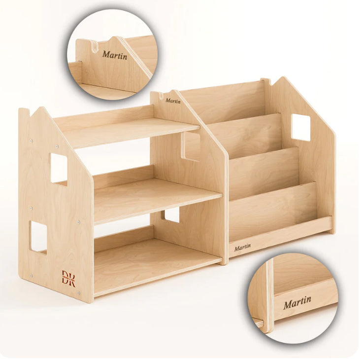 Design4Kids Montessori Bücherregal für Kinder – Natur