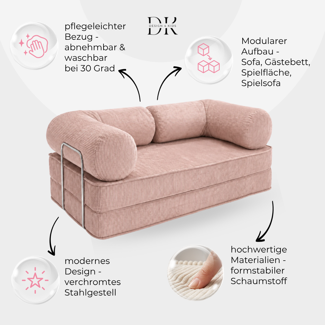 Design4Kids Family Sofa 2-Sitzer Jewel Cord 200