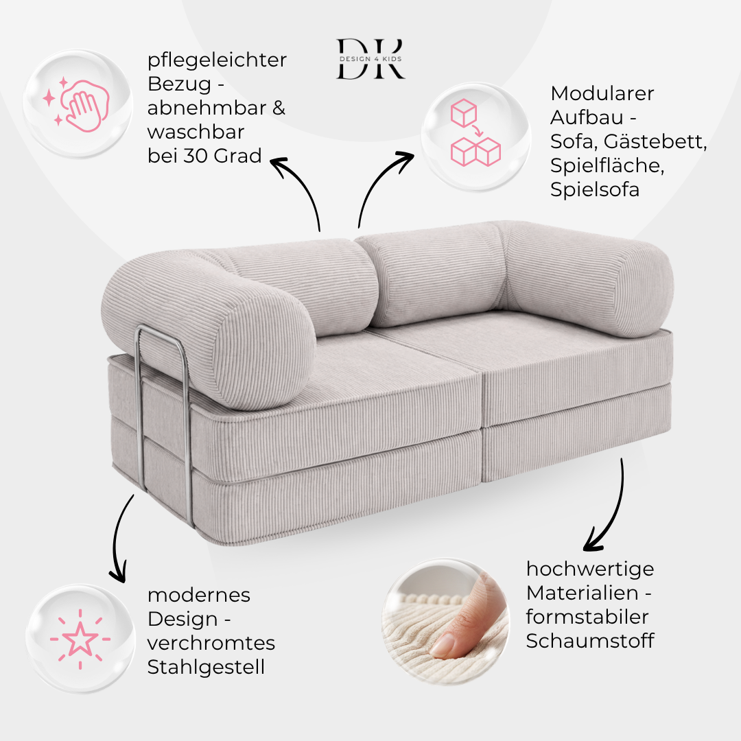 Design4Kids Family Sofa Duo 2-Sitzer Jewel Cord 200