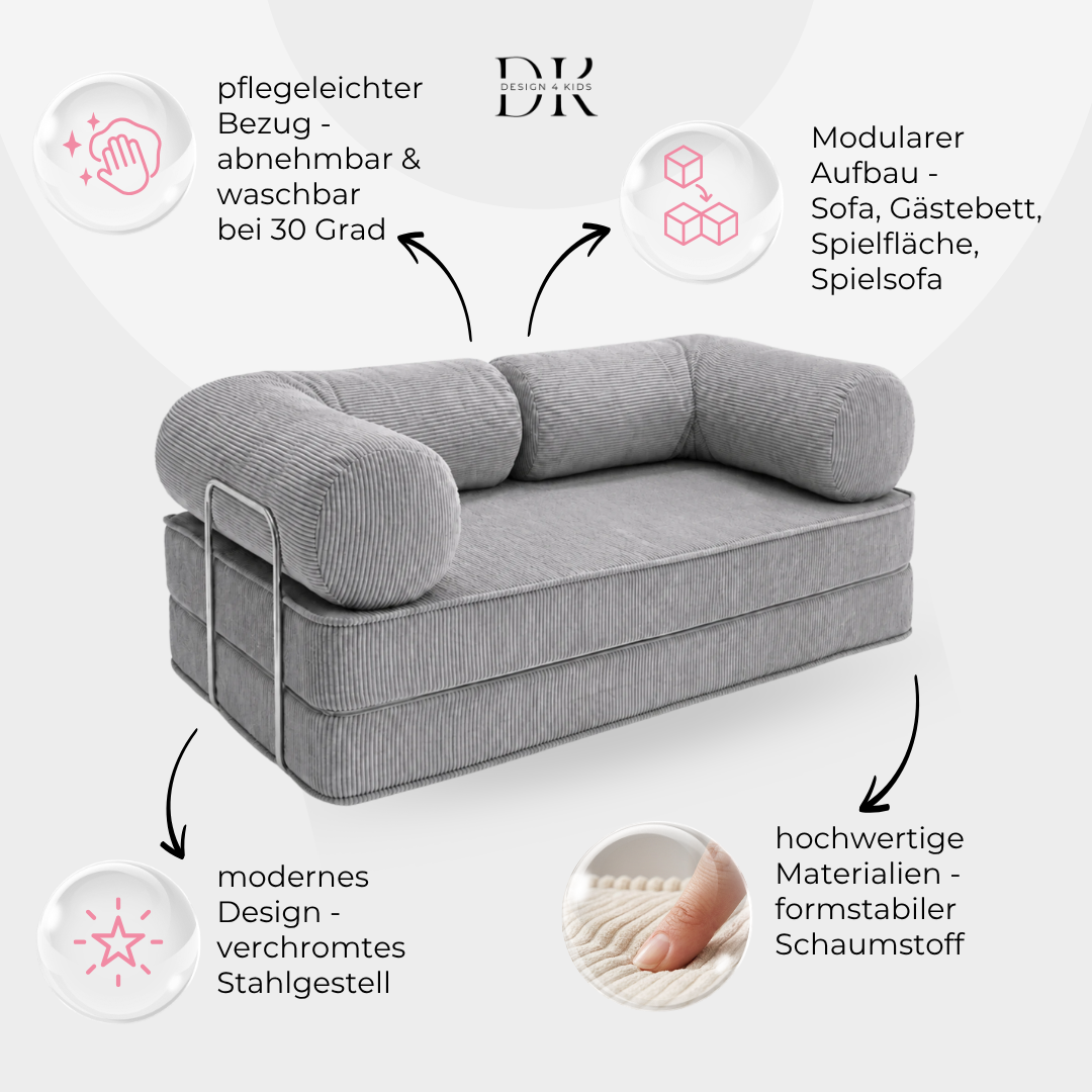 Design4Kids Family Sofa 2-Sitzer Jewel Cord 200