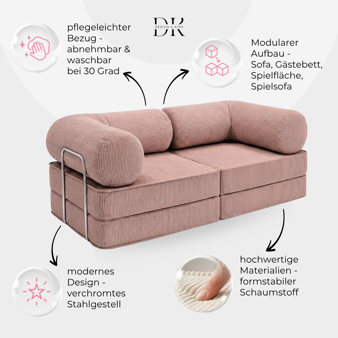 Design4Kids Family Sofa Duo 2-Sitzer Jewel Cord 200