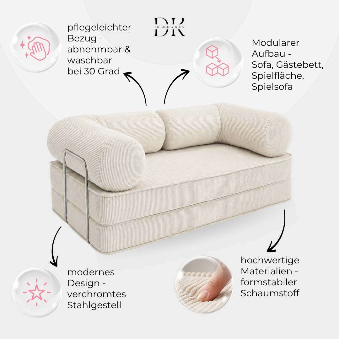 Design4Kids Family Sofa 2-Sitzer Jewel Cord 200