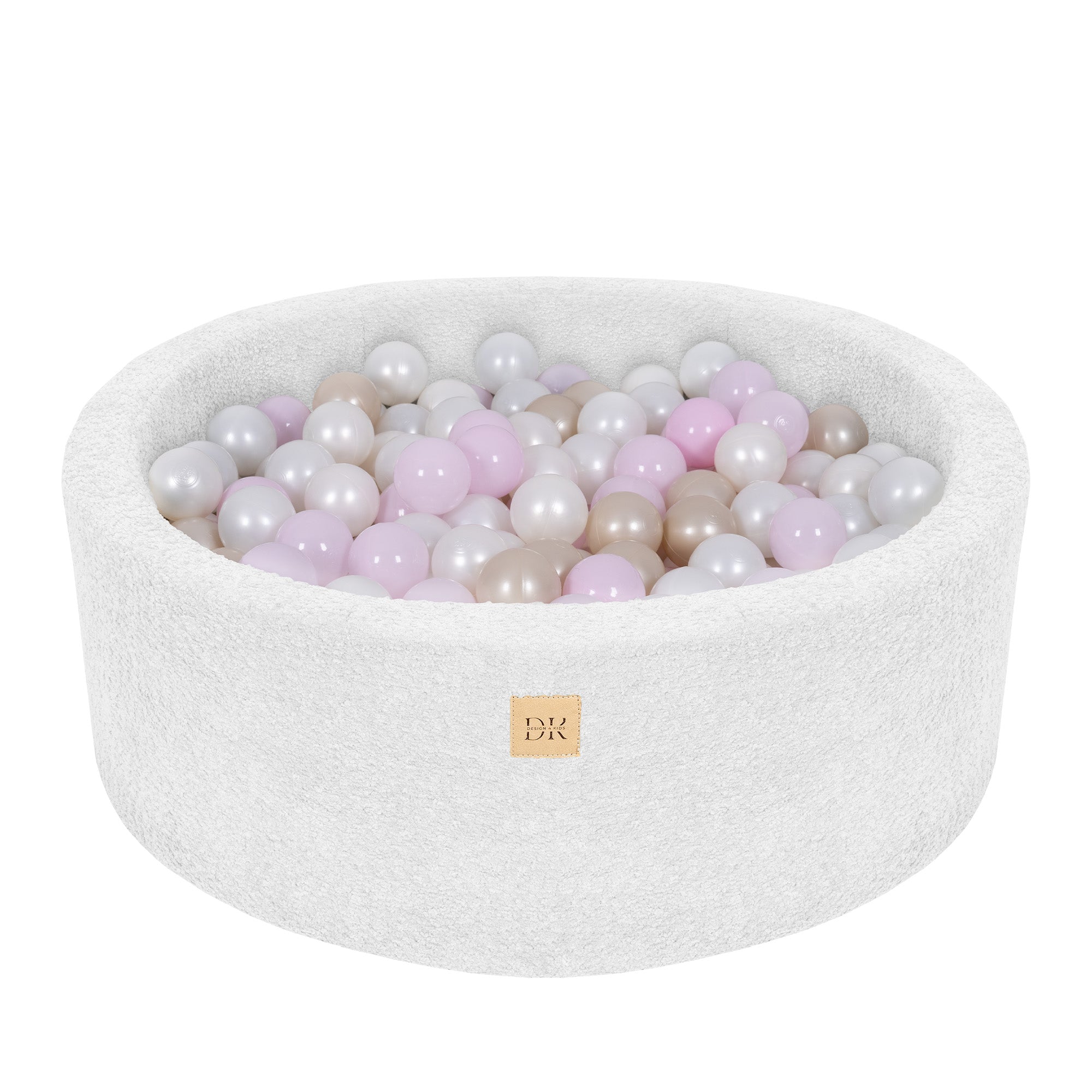 Design4Kids Bällebad Lumi 90x30cm Bouclé, 200 Bällen - pearl, hellpinkpearl, gold