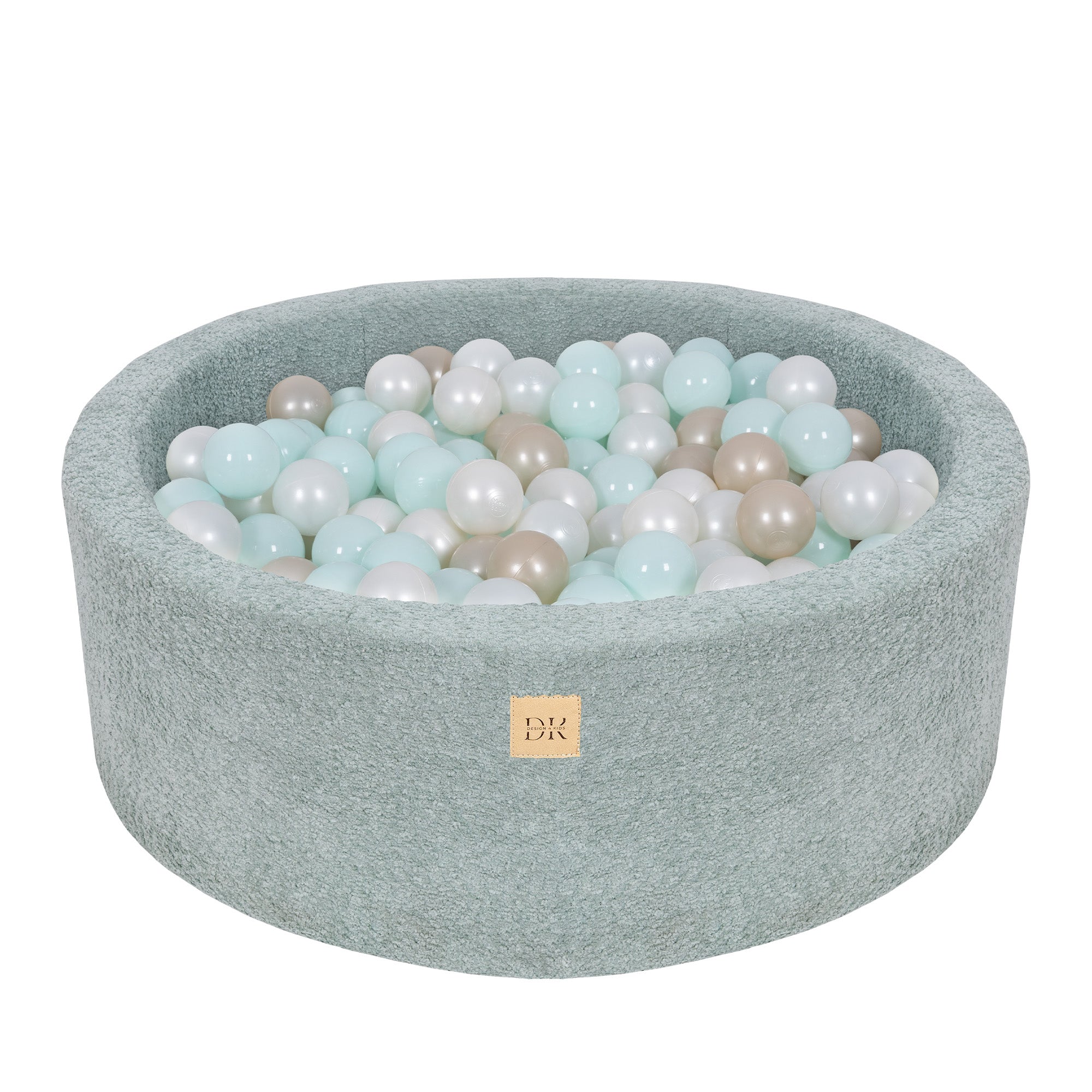 Design4Kids Bällebad Lumi 90x30cm Bouclé, 200 Bällen - pearl, mintpearl, gold