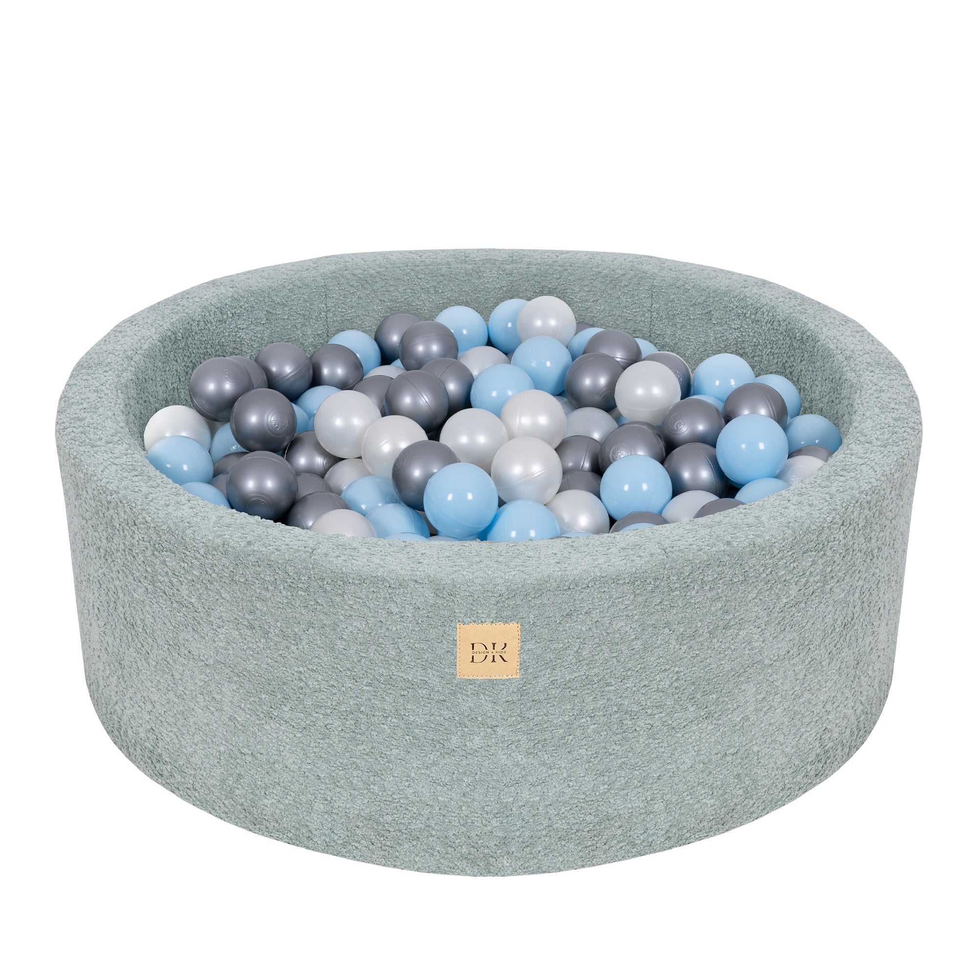 Design4Kids Bällebad Lumi 90x30cm Bouclé, 200 Bällen - pearl, silber, babyblau