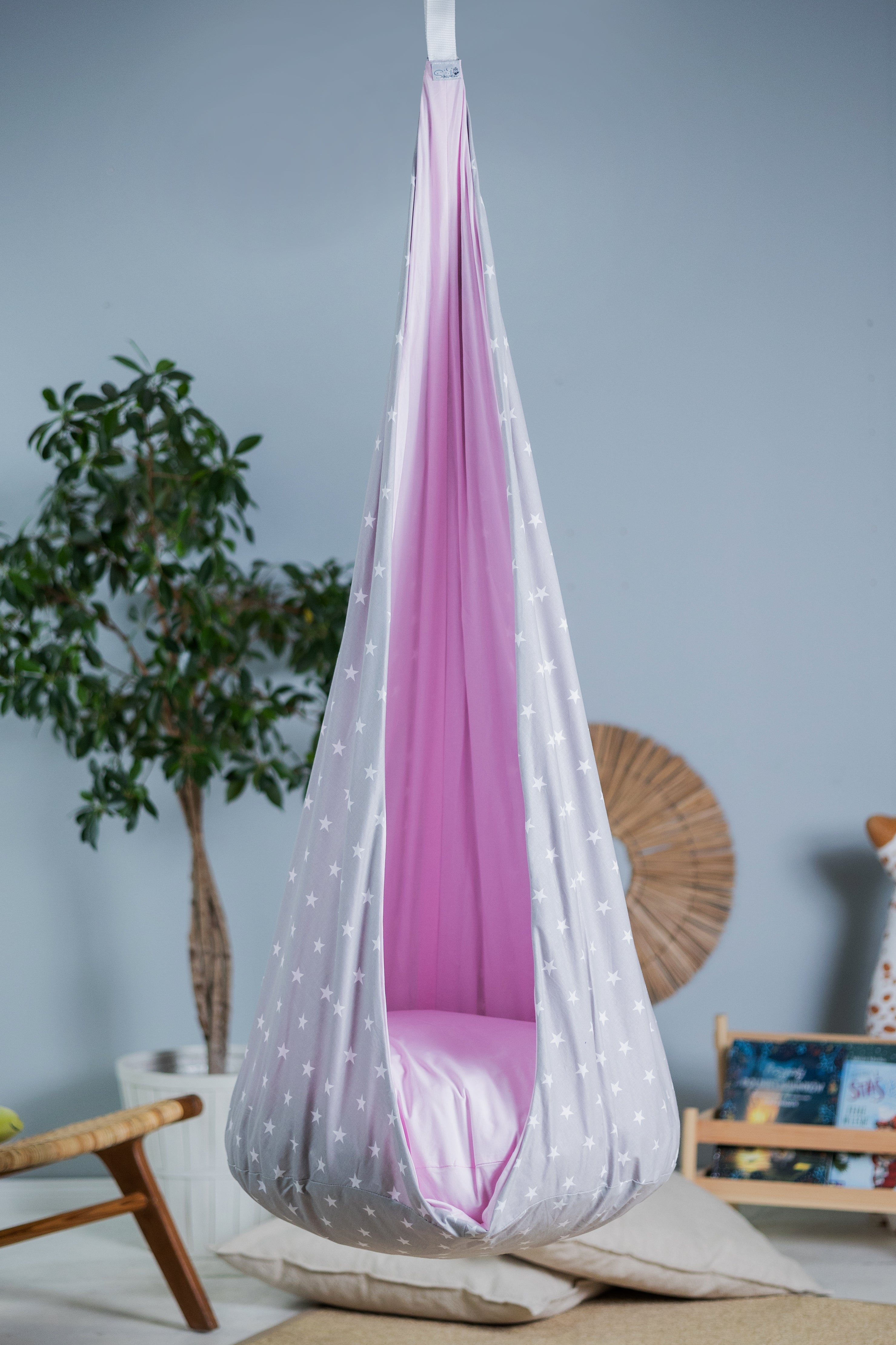 Design4Kids Hängesessel Cocoon Bunny Pink Nose Standard - grau