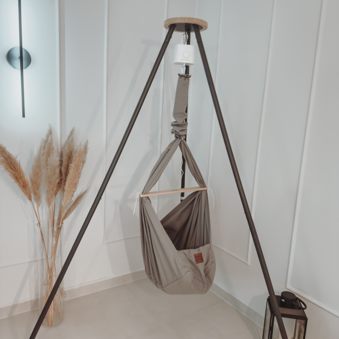 Design4Kids Federwiege Baby Classic, Bio-Baumwolle mit Motor & TIPI-Gestell