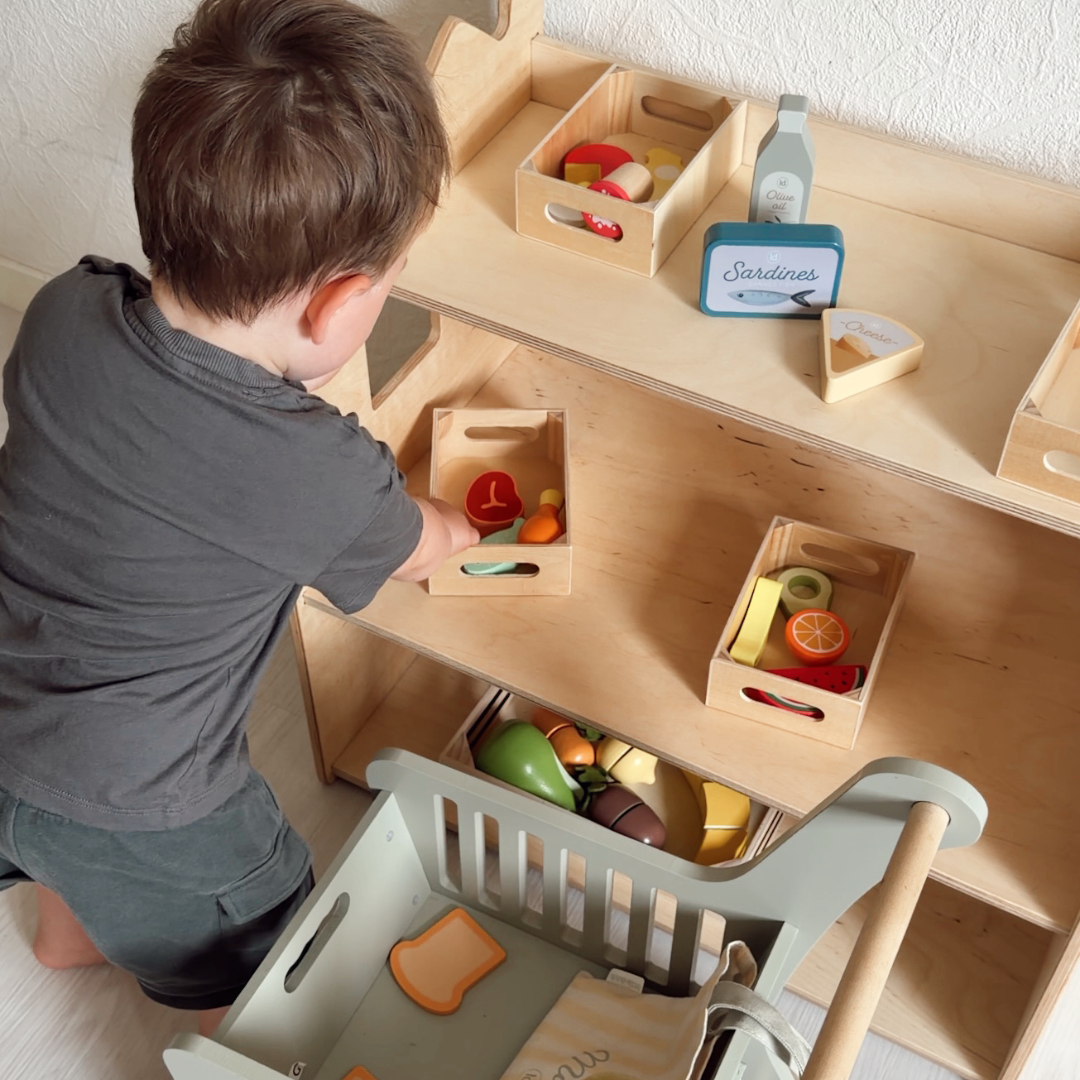 Design4Kids Montessori Spielzeugregal für Kinder – Natur