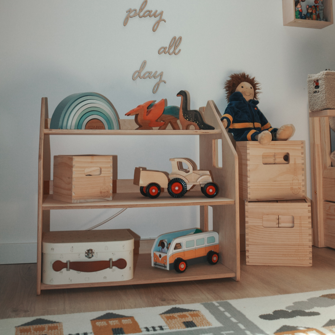 Design4Kids Montessori Spielzeugregal für Kinder – Natur