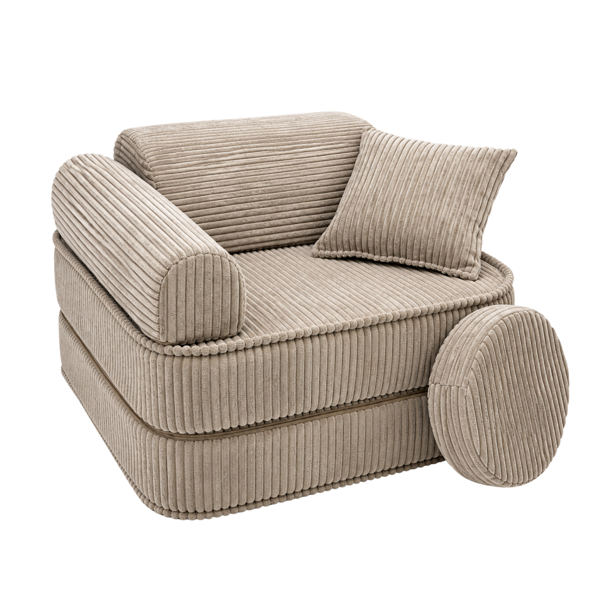 Design4Kids 3-in-1 Kindersessel Jewel Cord Mini 60x60 cm - Faltbare Kindercouch & Spielmatratze