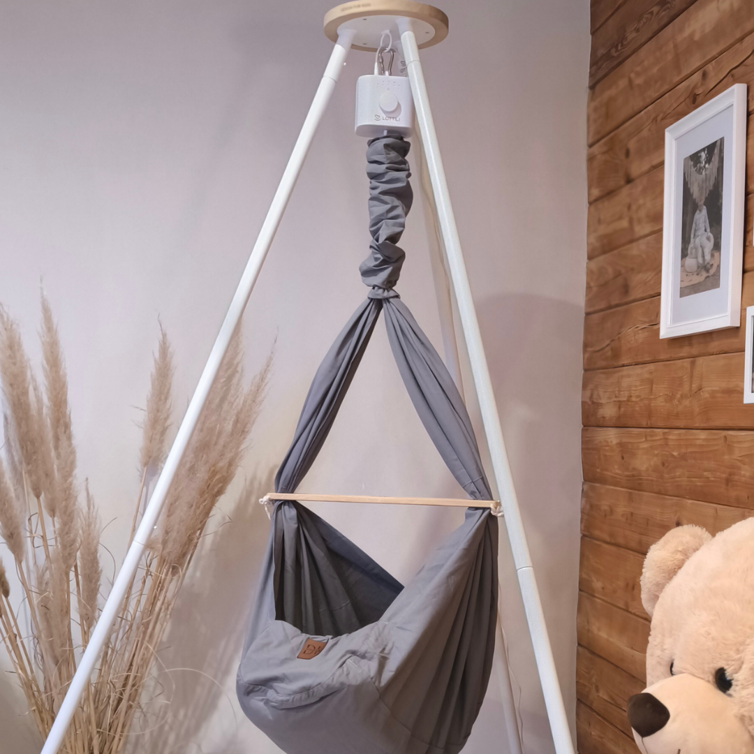 Design4Kids Federwiege Baby Classic, Bio-Baumwolle mit Motor & TIPI-Gestell