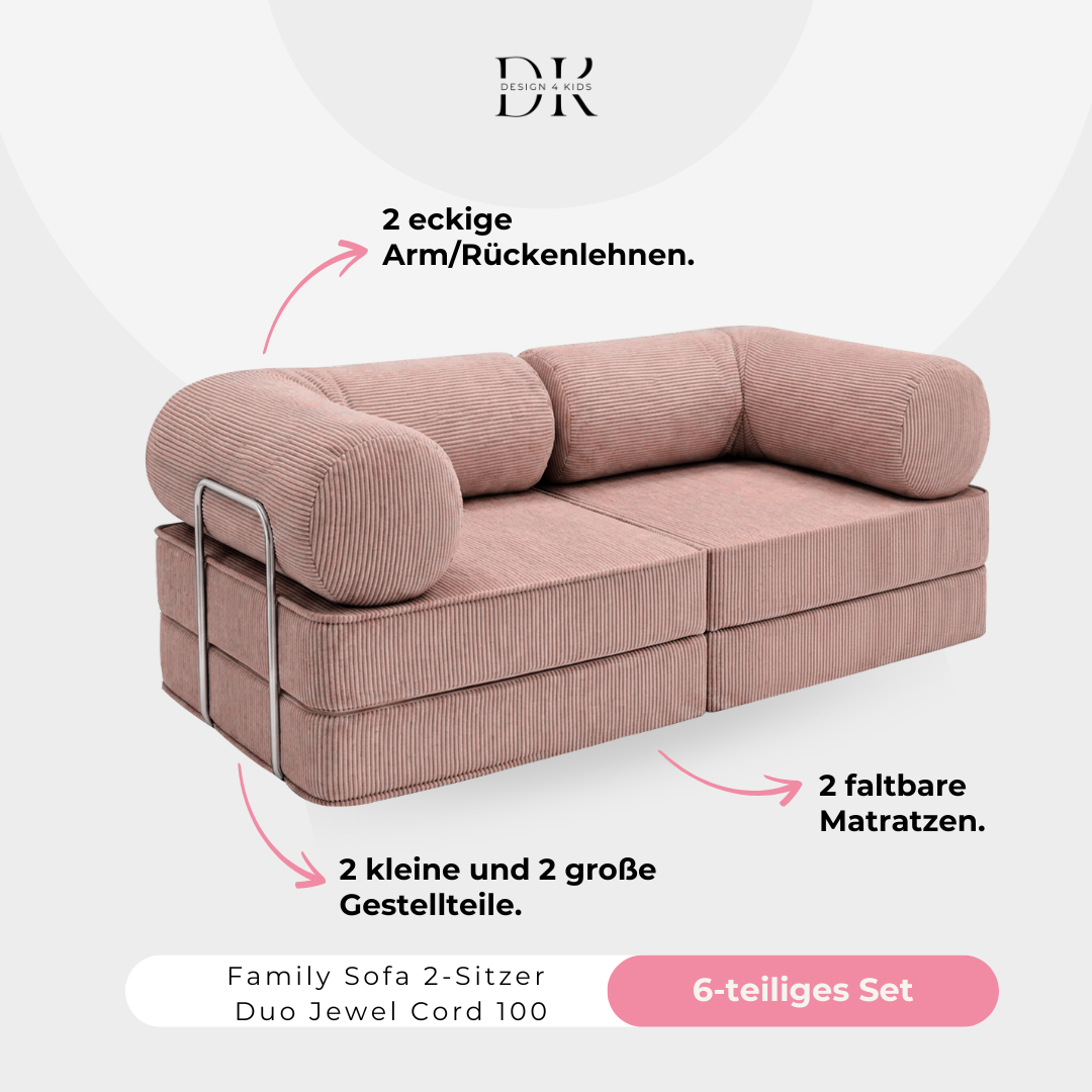 Design4Kids Family Sofa Duo 2-Sitzer Jewel Cord 200