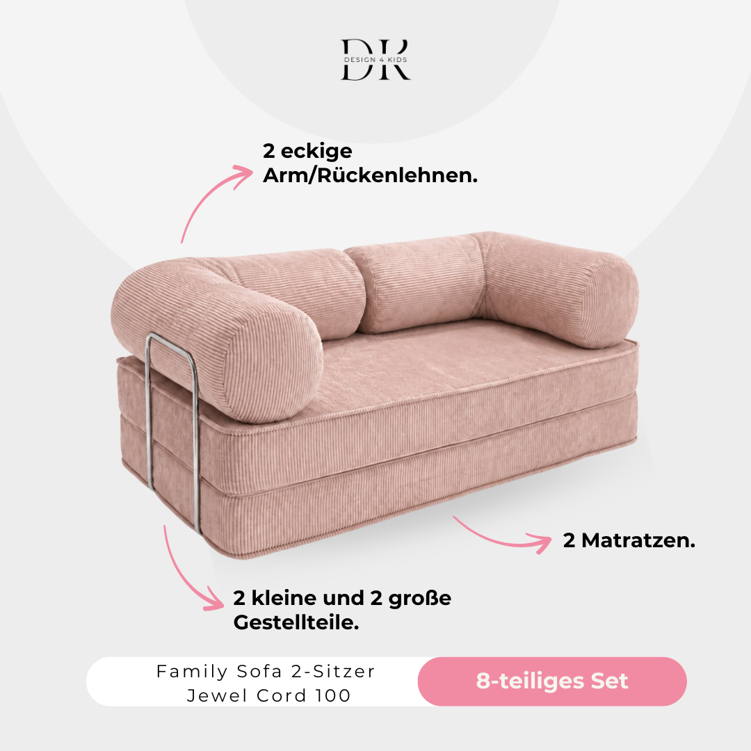 Design4Kids Family Sofa 2-Sitzer Jewel Cord 200
