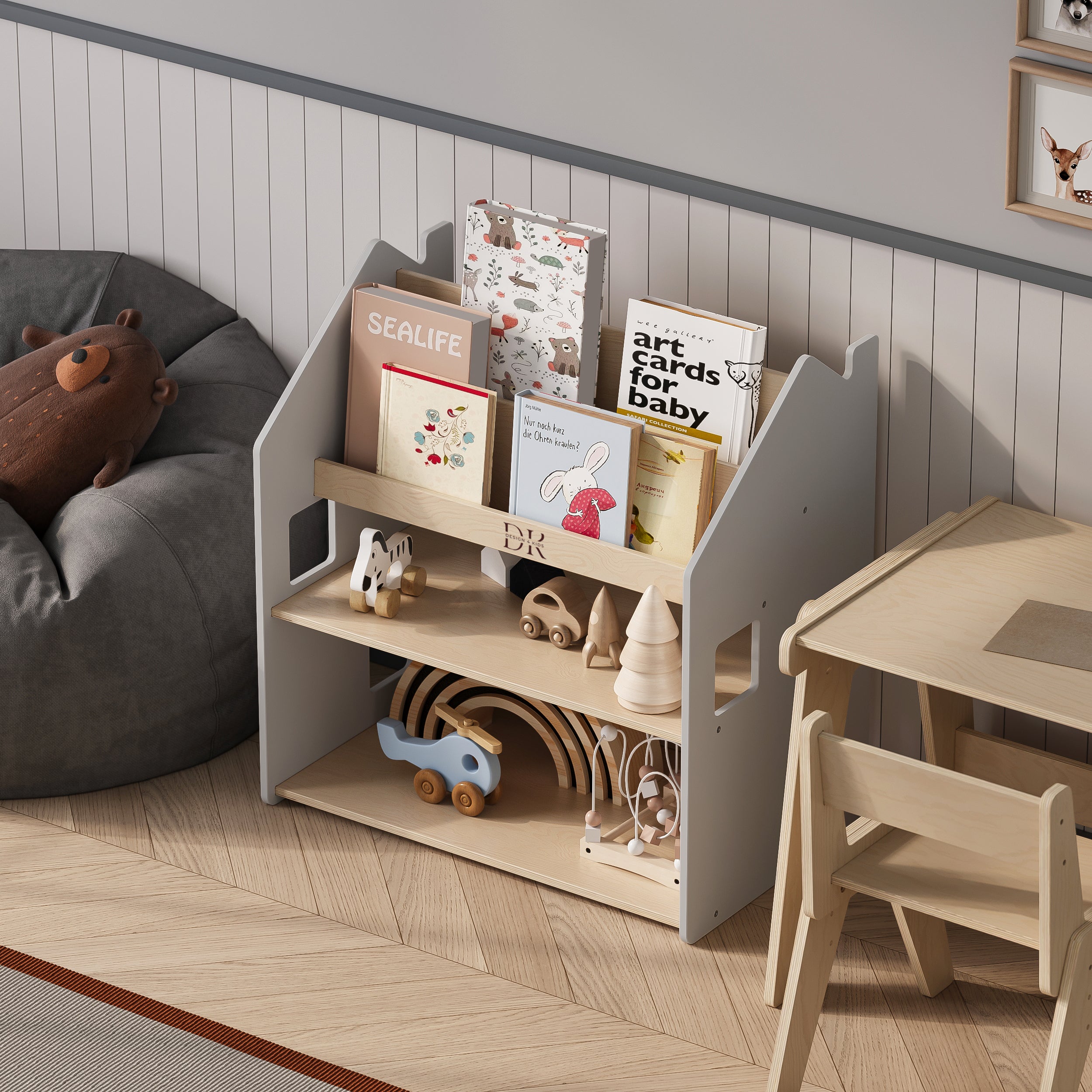 Design4Kids Montessori 2-in-1 Bücherregal für Kinder