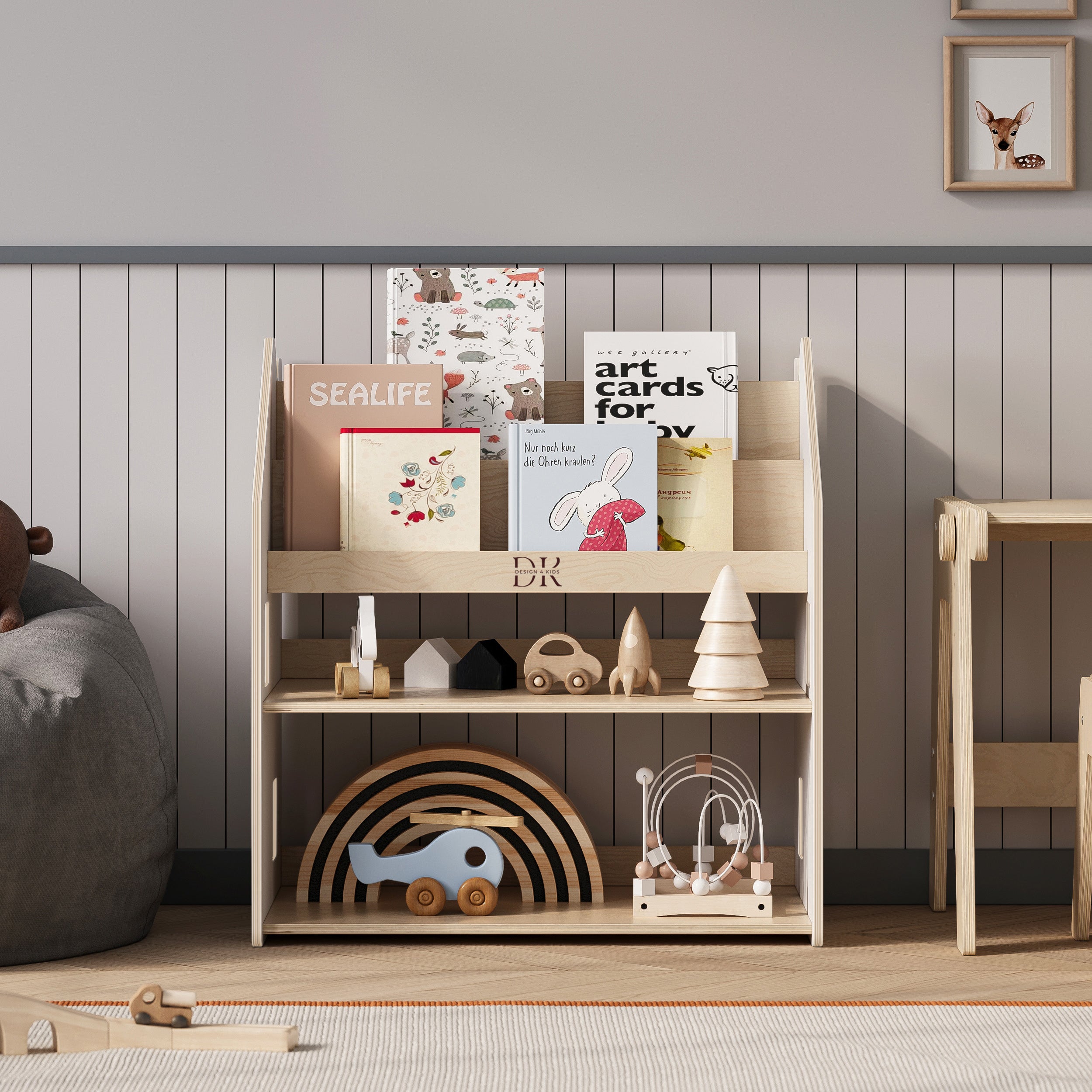 Design4Kids Montessori 2-in-1 Bücherregal für Kinder