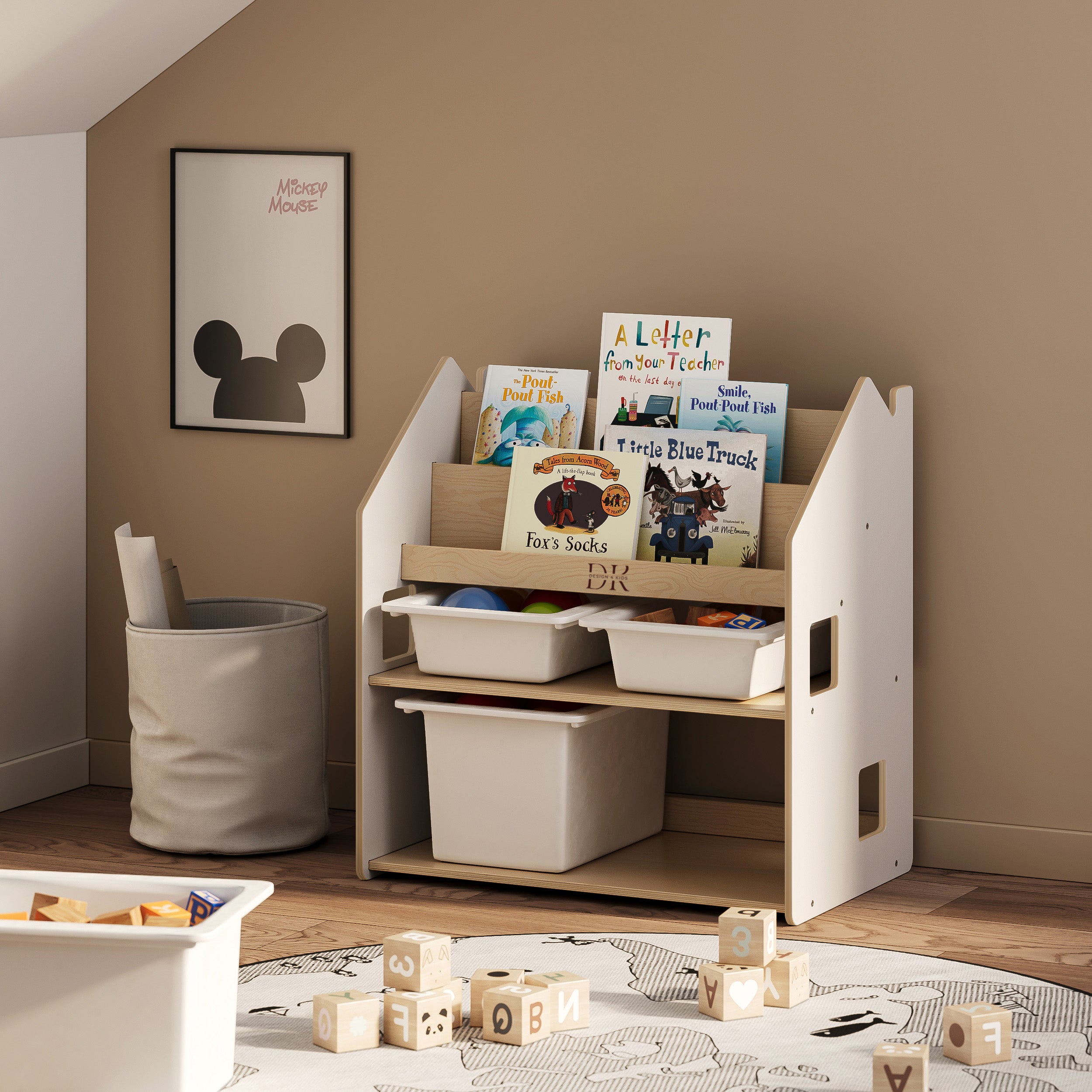Design4Kids Montessori 2-in-1 Bücherregal für Kinder