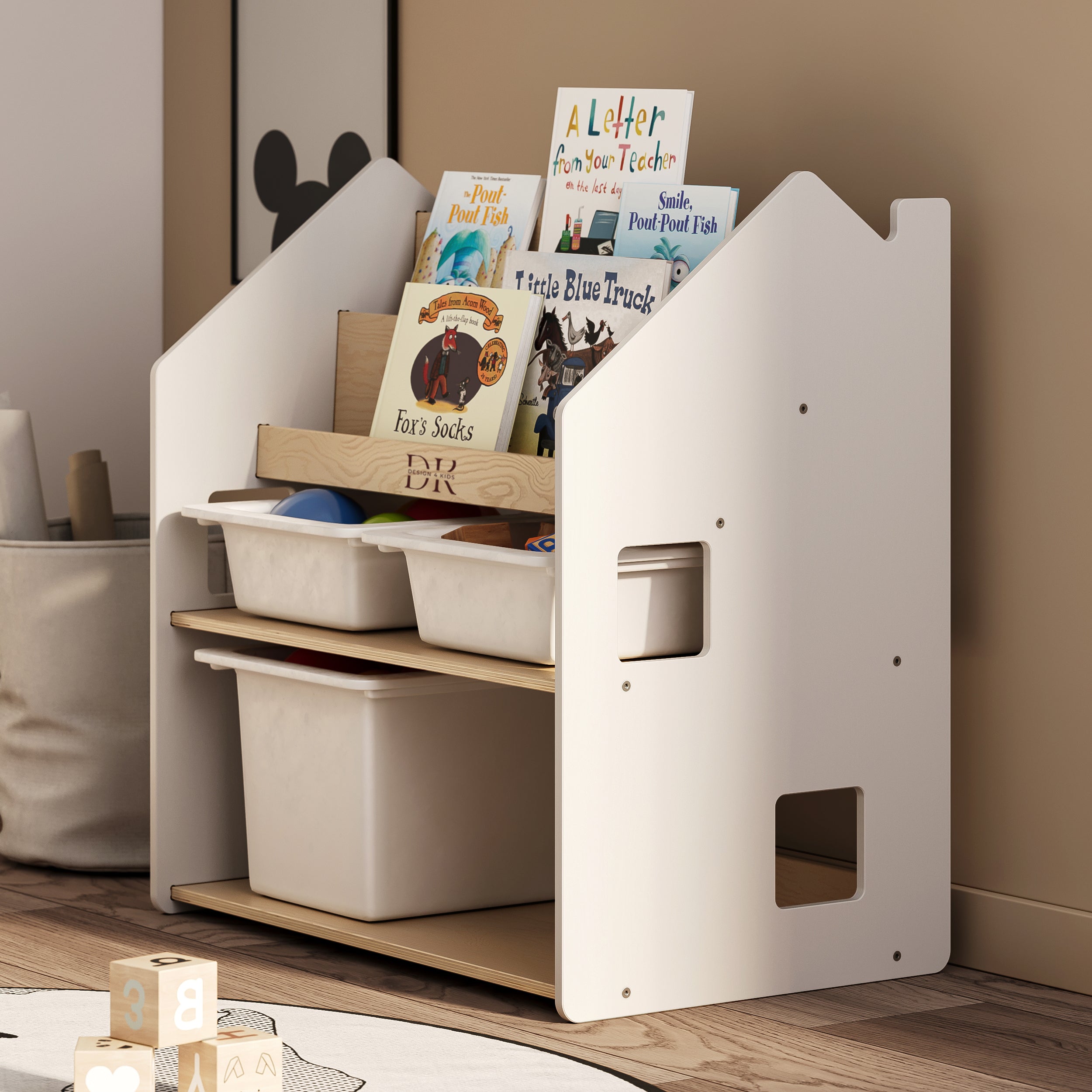 Design4Kids Montessori 2-in-1 Bücherregal für Kinder