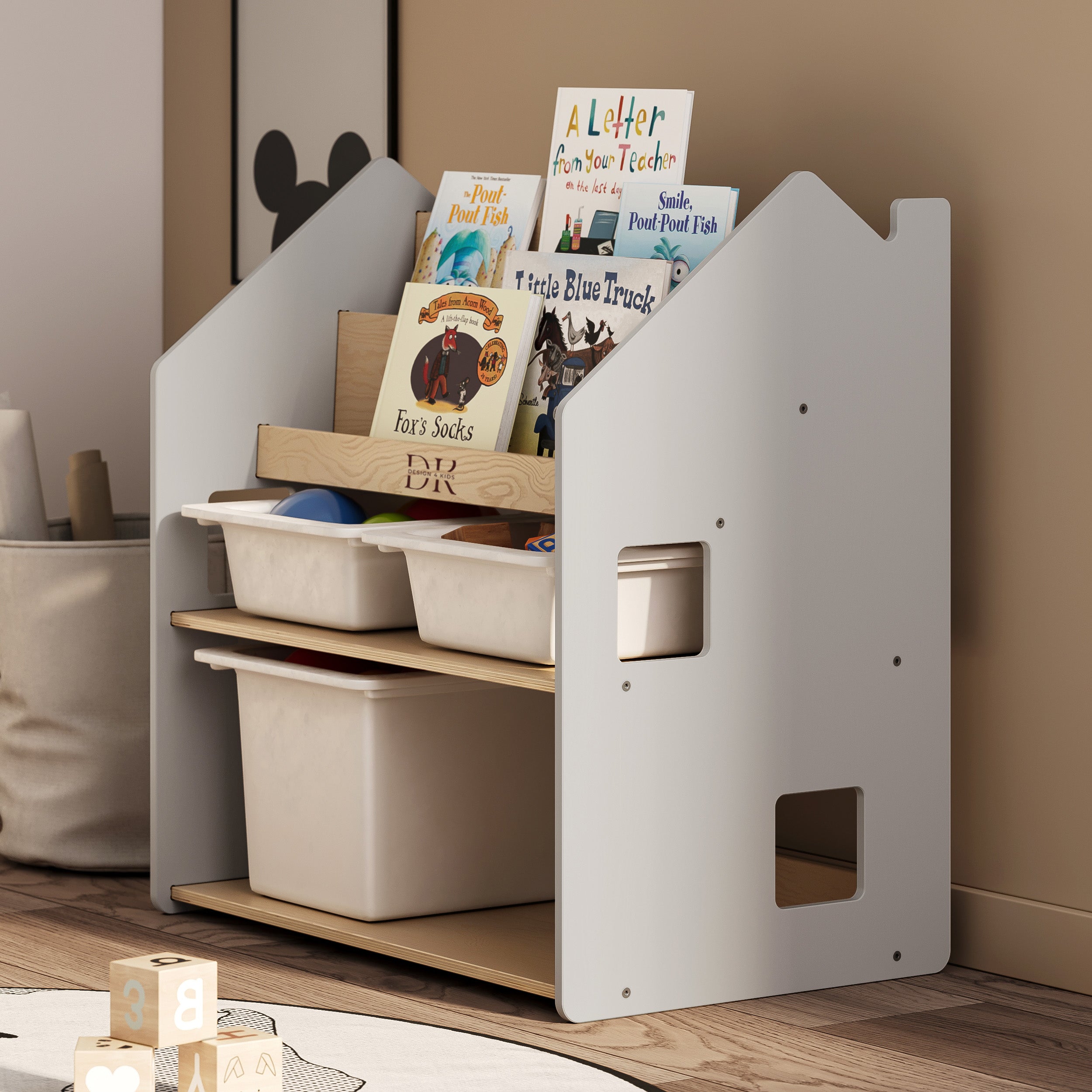 Design4Kids Montessori 2-in-1 Bücherregal für Kinder