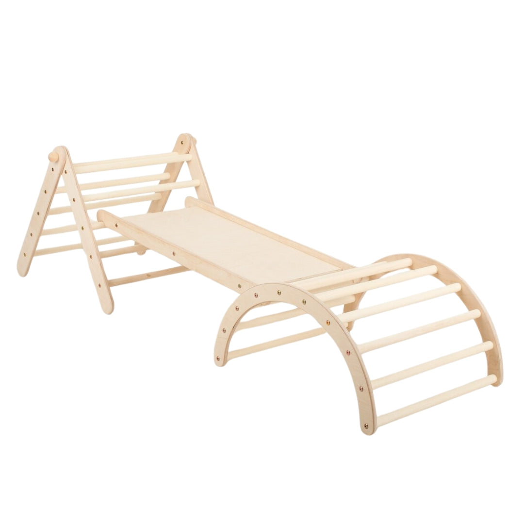 Design4Kids Montessori Kletterset Galagos - Pikler Kletterdreieck mit Rutsche und Kletterbogen