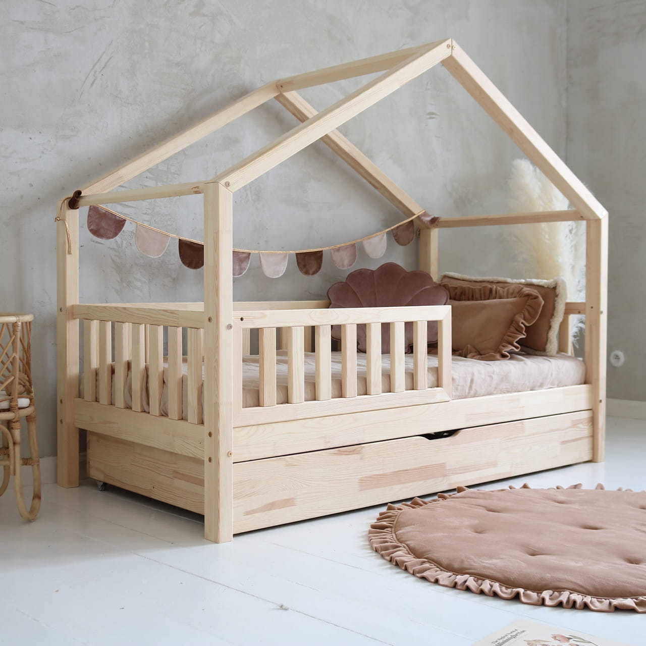 Design4kids Hausbett Luca Premium 190x90 Naturholz