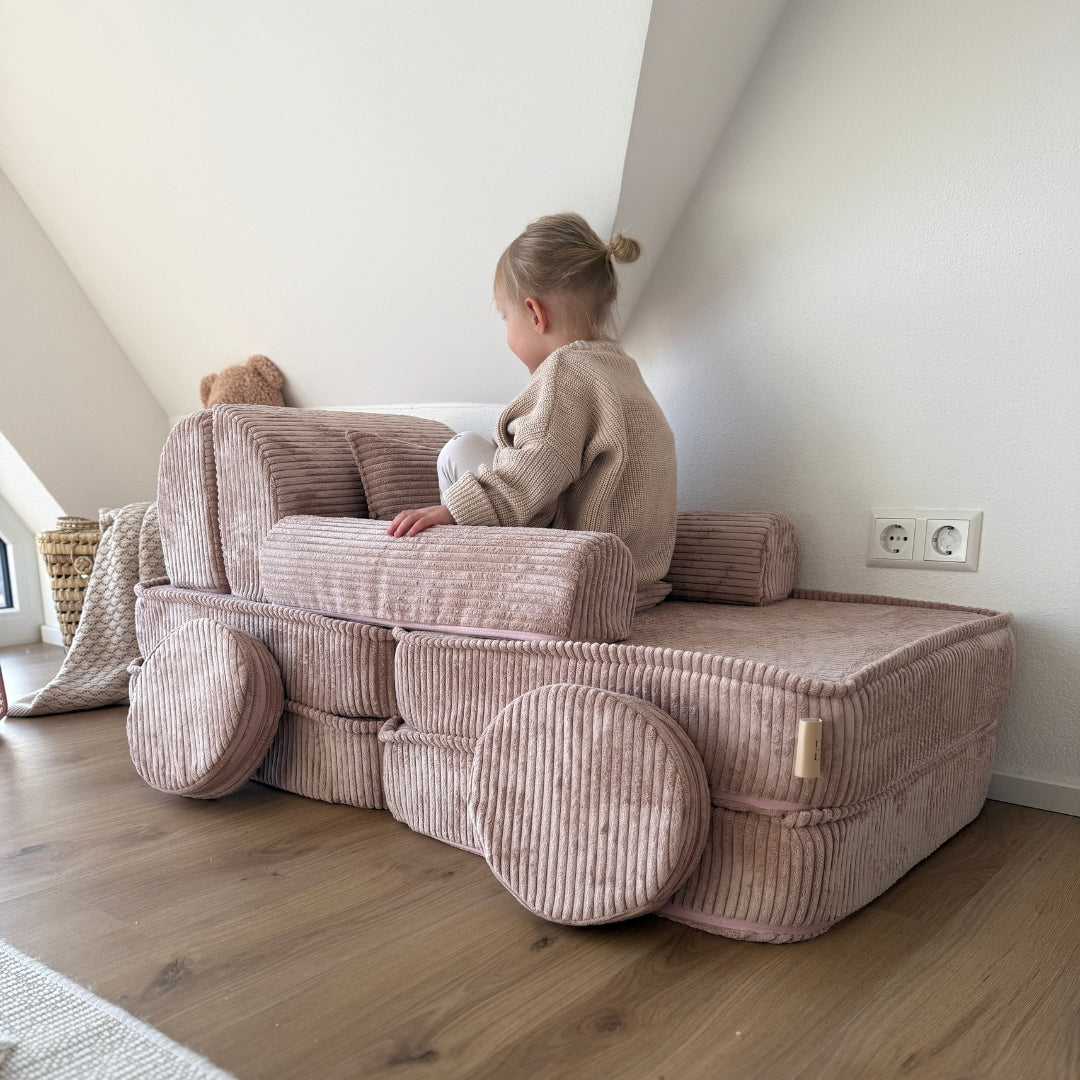 Design4Kids Mini Spielsofa Jewel Cord Plus - blushed rose