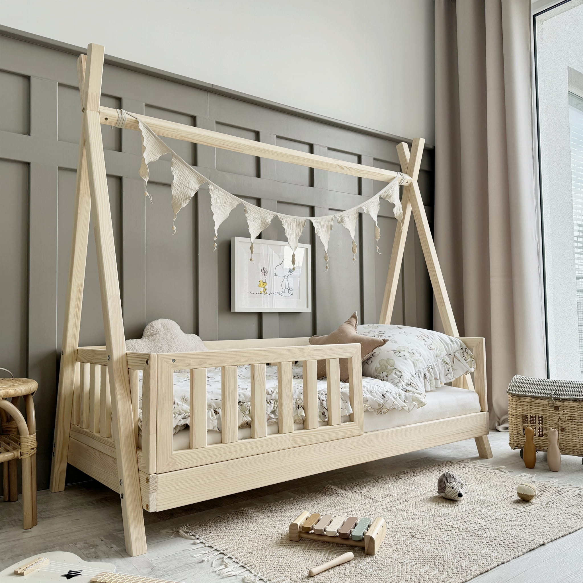 Design4kids Tipibett Luna Komfort   190x90 Naturholz