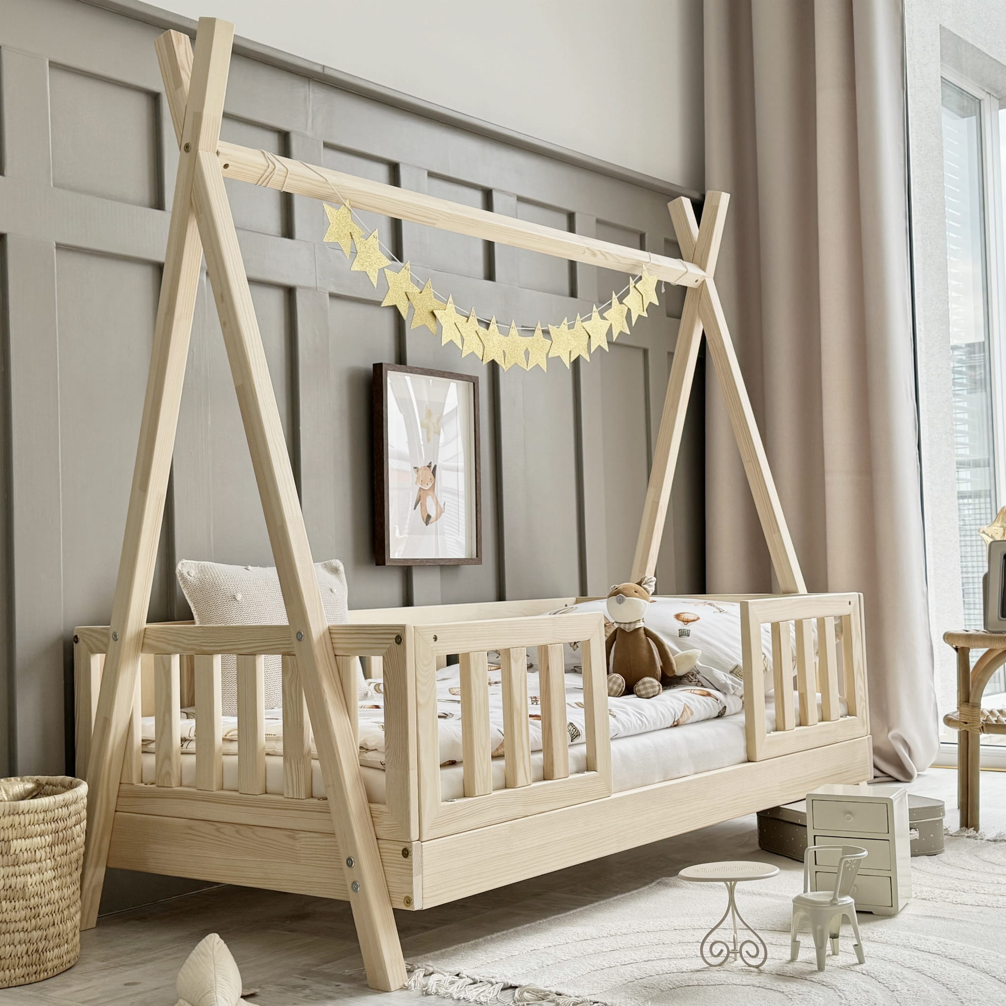 Design4kids Tipibett Luna Komfort II 190x90 Naturholz