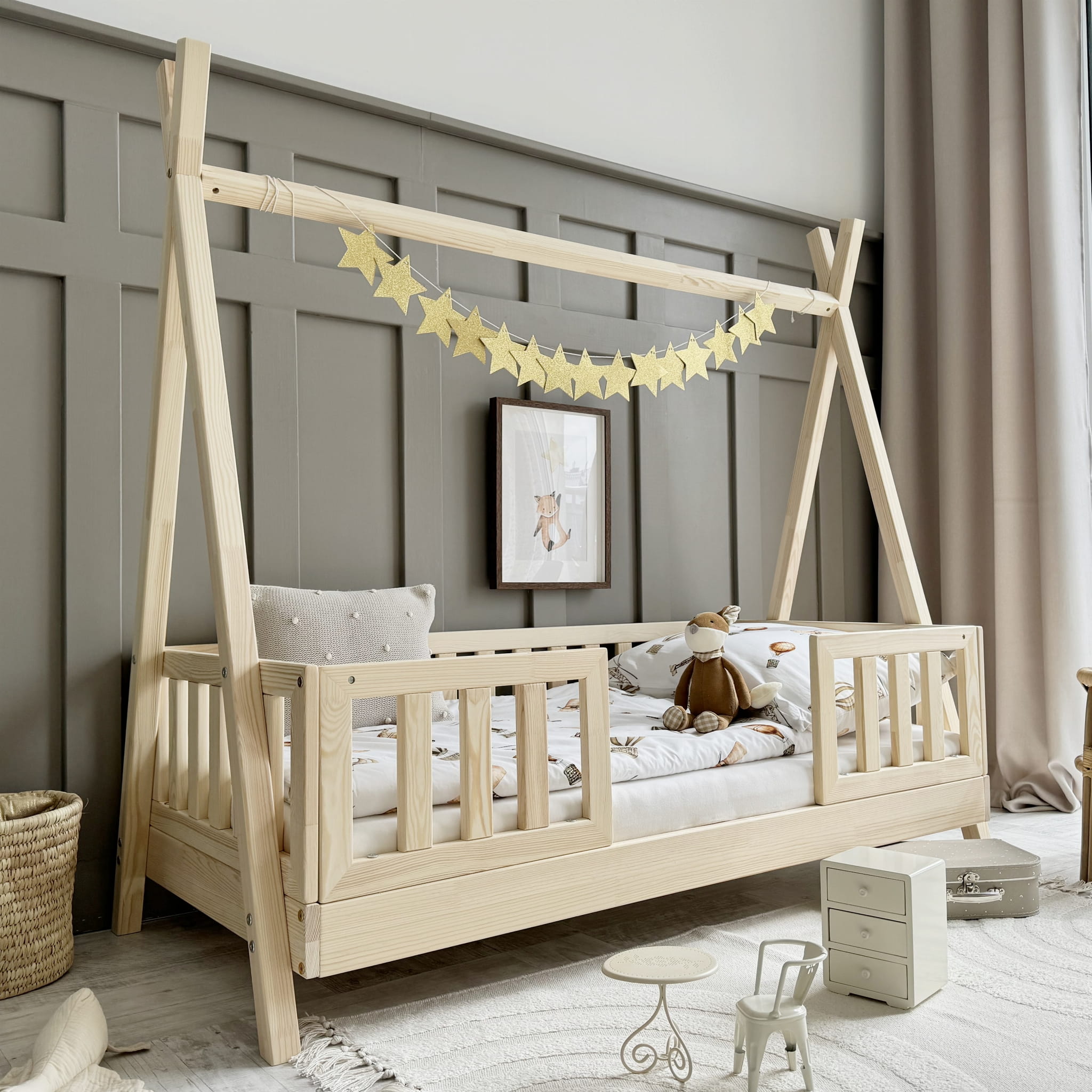 Design4kids Tipibett Luna Komfort II 190x90 Naturholz