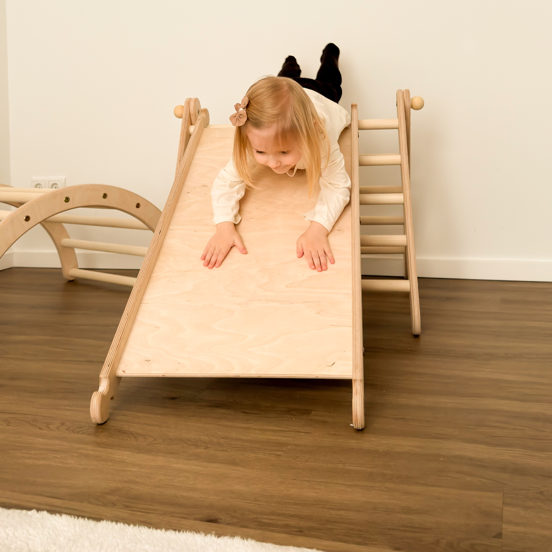 Design4Kids Montessori Kletterset Galagos - Pikler Kletterdreieck mit Rutsche und Kletterbogen