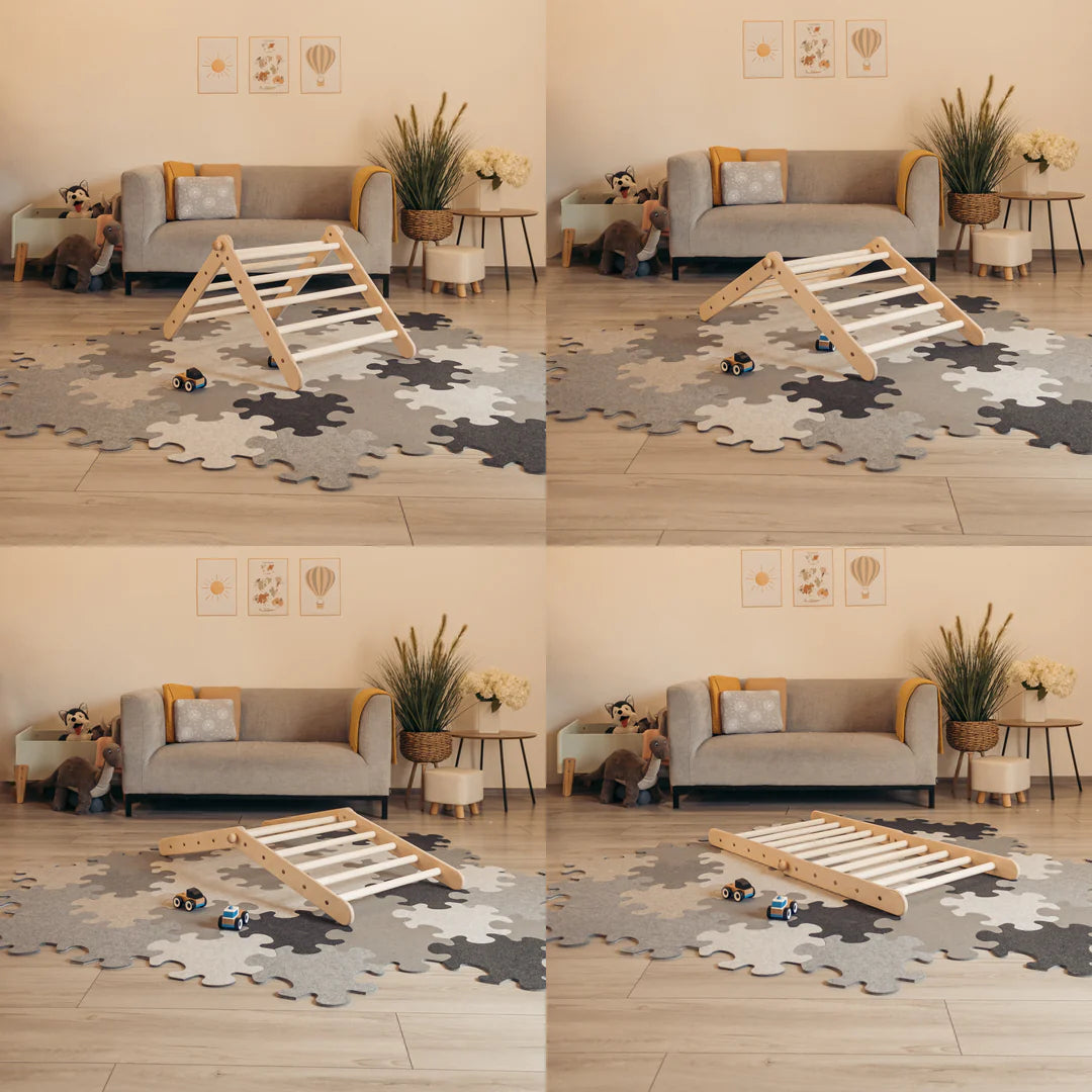 Design4Kids Montessori Kletterset Galagos - Pikler Kletterdreieck mit Rutsche und Kletterbogen