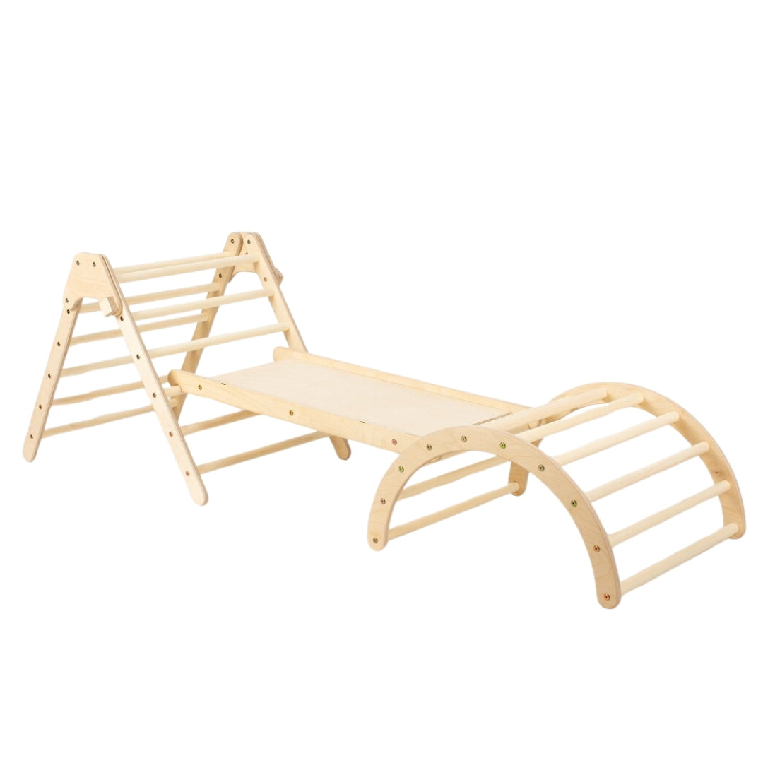 Design4Kids Montessori Kletterset Tarsier - Pikler-Kletterdreieck mit Rutsche und Kletterbogen