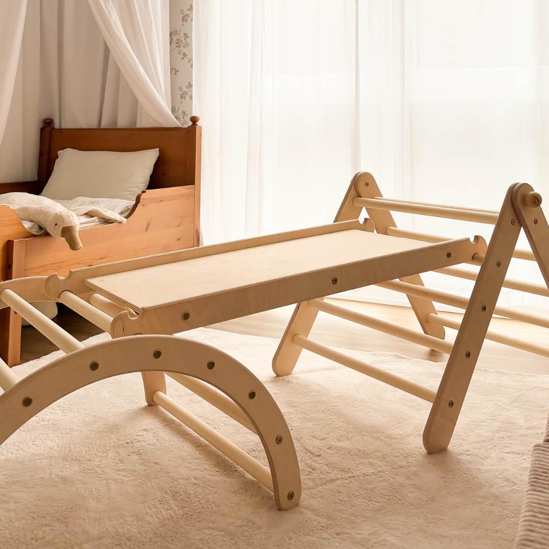 Design4Kids Montessori Kletterset Galagos - Pikler Kletterdreieck mit Rutsche und Kletterbogen