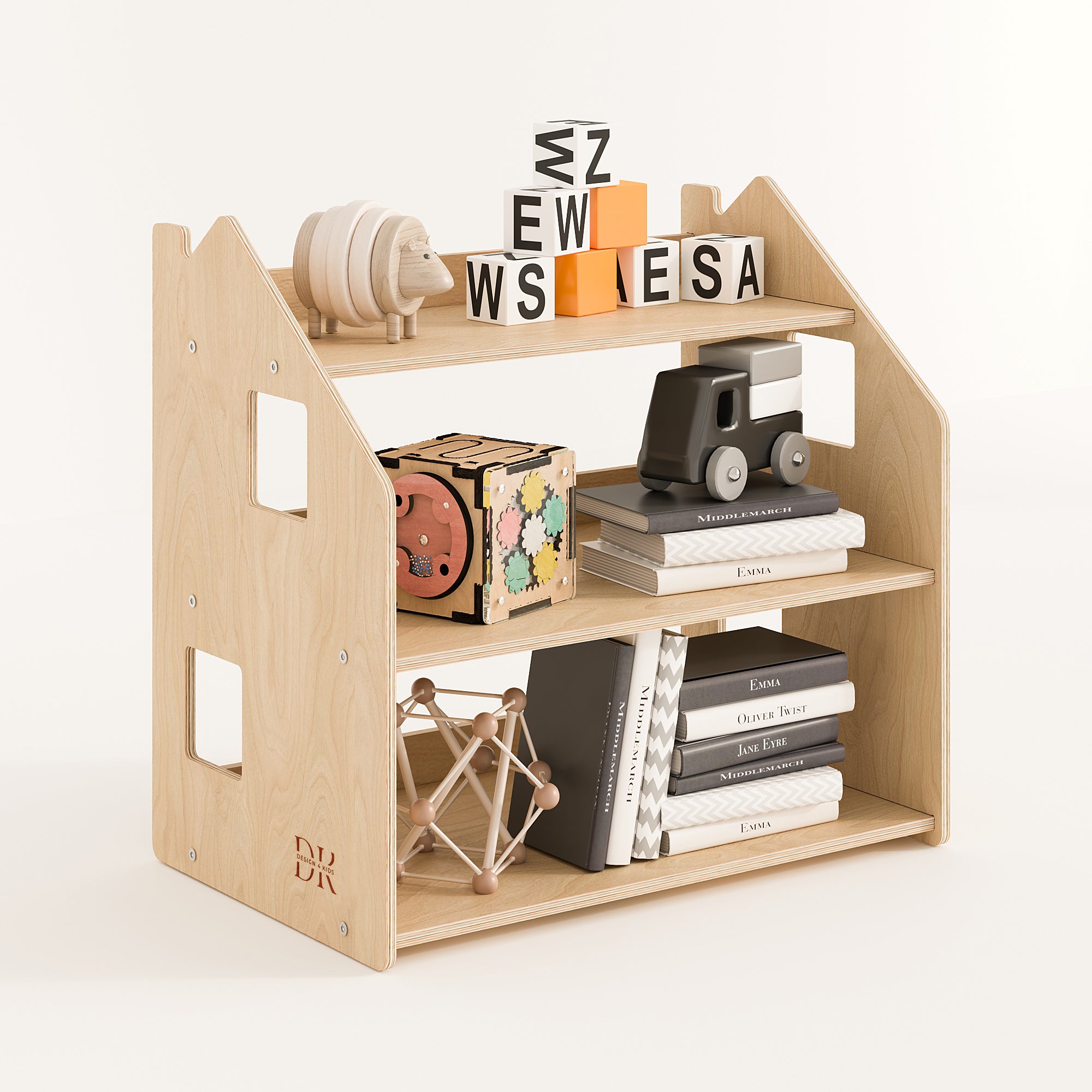 Design4Kids Montessori Spielzeugregal für Kinder – Natur