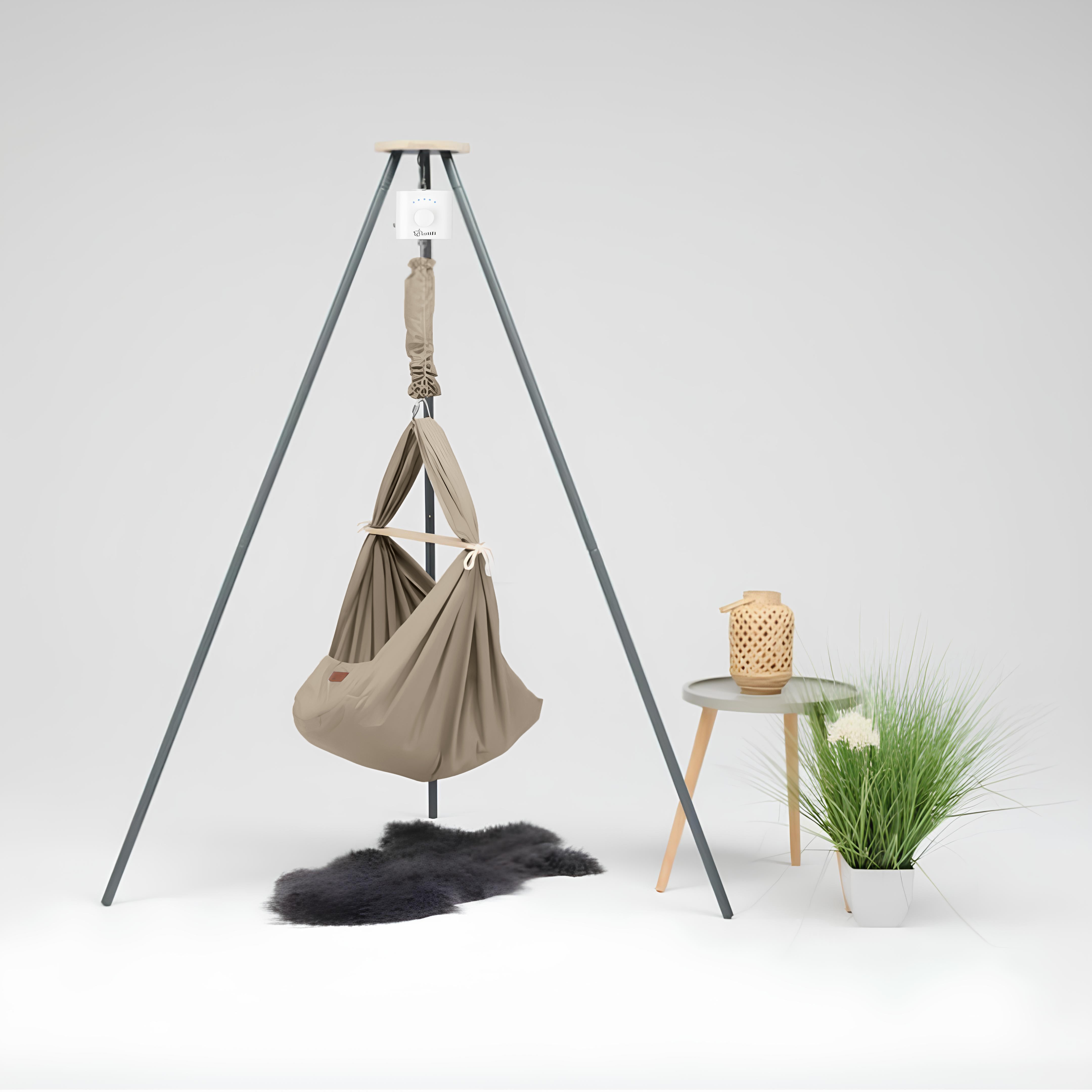 Design4Kids Federwiege Baby Classic, Bio-Baumwolle mit Motor & TIPI-Gestell