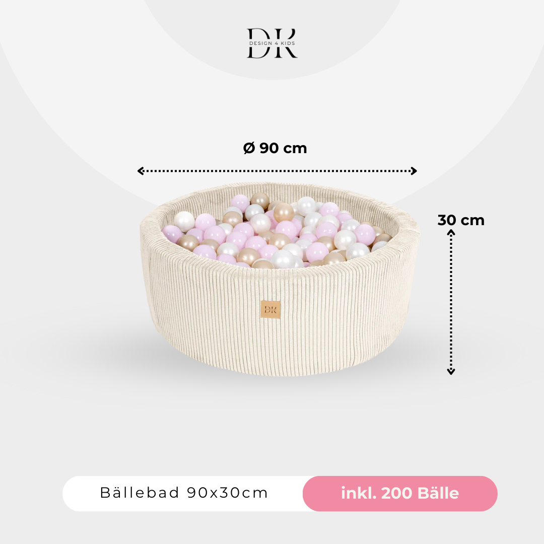 Design4Kids Bällebad Jewel 90x30cm Cord, 200 Bälle - eigene Farbauswahl