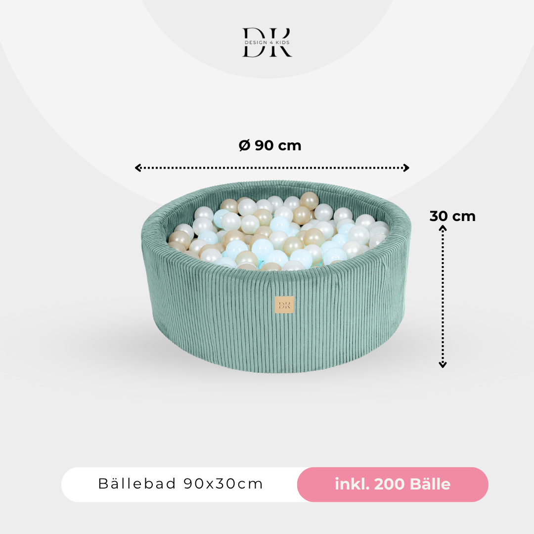 Design4Kids Bällebad Jewel 90x30cm Cord, 200 Bälle - eigene Farbauswahl