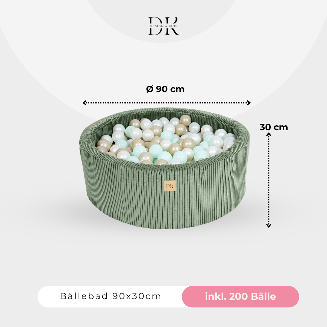 Design4Kids Bällebad Jewel 90x30cm Cord, 200 Bälle - eigene Farbauswahl