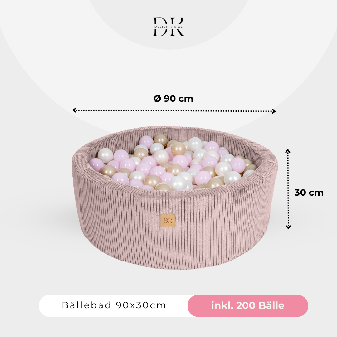 Design4Kids Bällebad Jewel 90x30cm Cord, 200 Bälle - eigene Farbauswahl