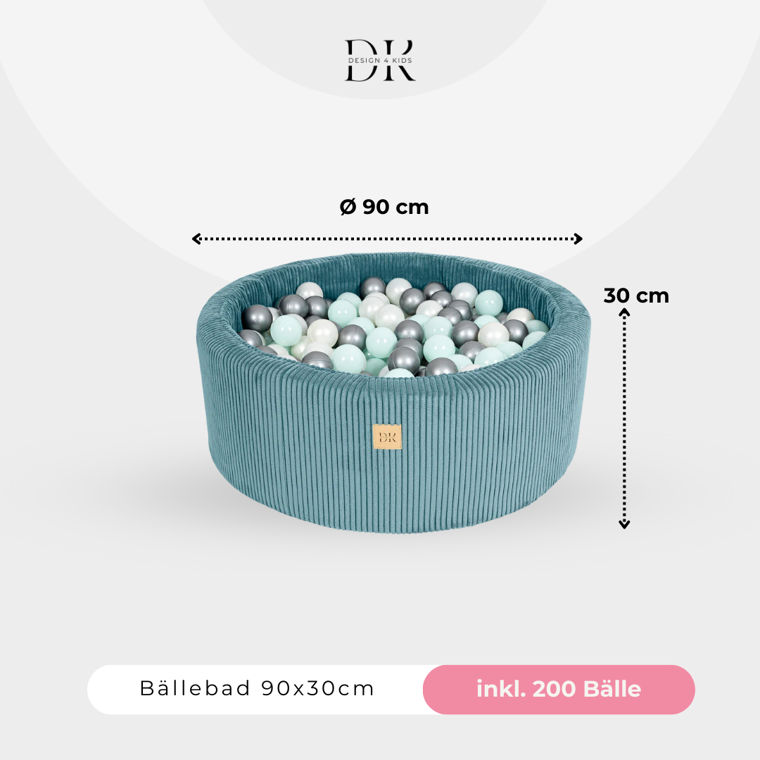 Design4Kids Bällebad Jewel 90x30cm Cord, 200 Bälle - eigene Farbauswahl