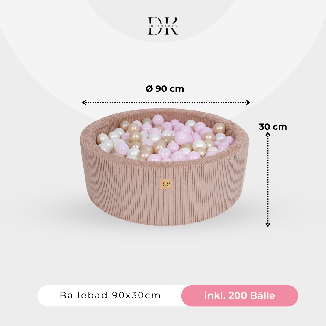 Design4Kids Bällebad Jewel 90x30cm Cord, 200 Bälle - eigene Farbauswahl