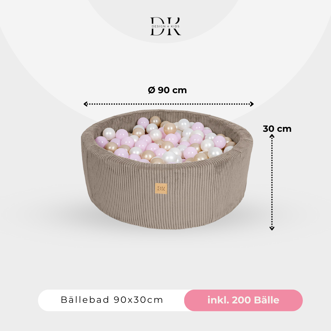 Design4Kids Bällebad Jewel 90x30cm Cord, 200 Bälle - eigene Farbauswahl