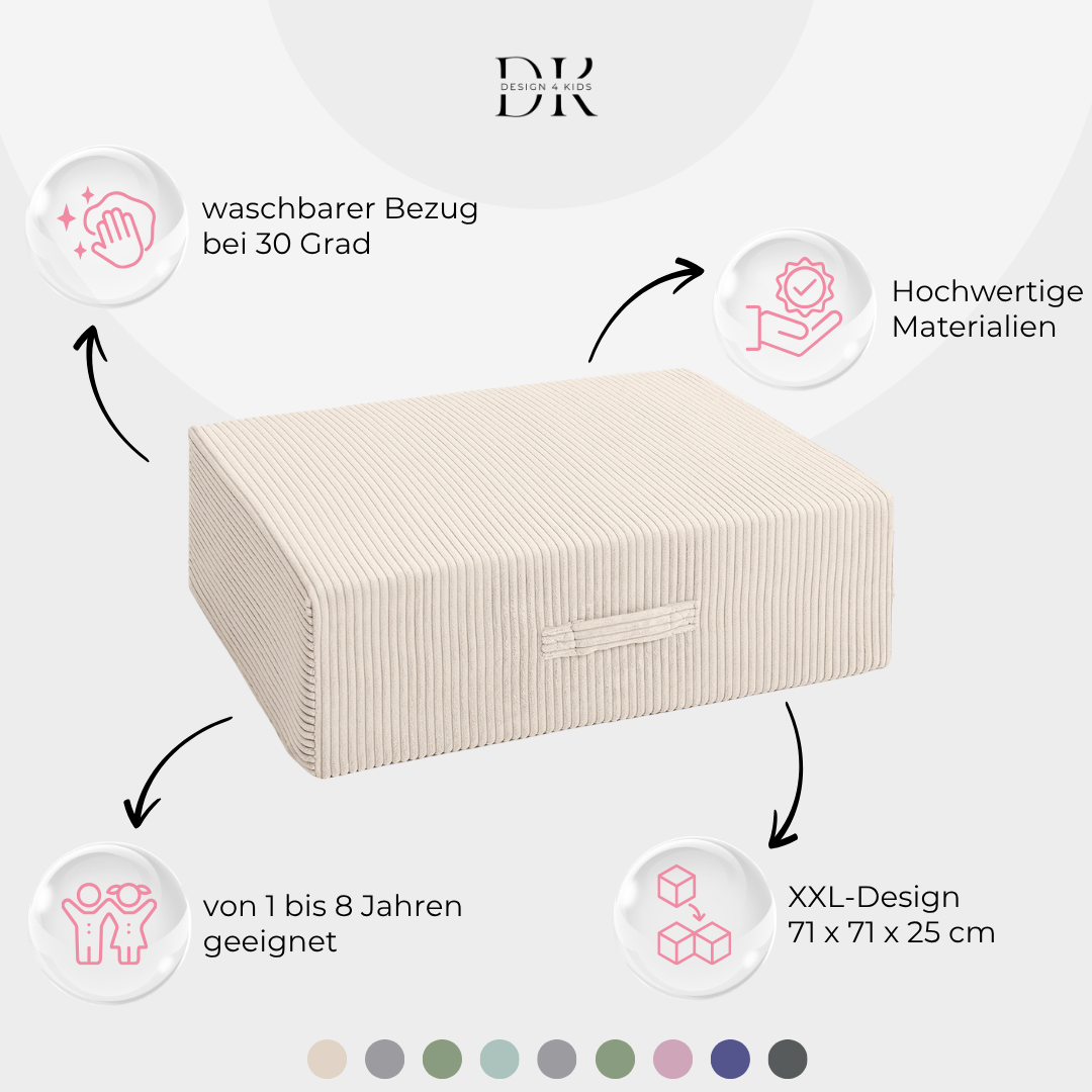 Design4Kids Hüpfpolster Cord Grande - 71x71 cm