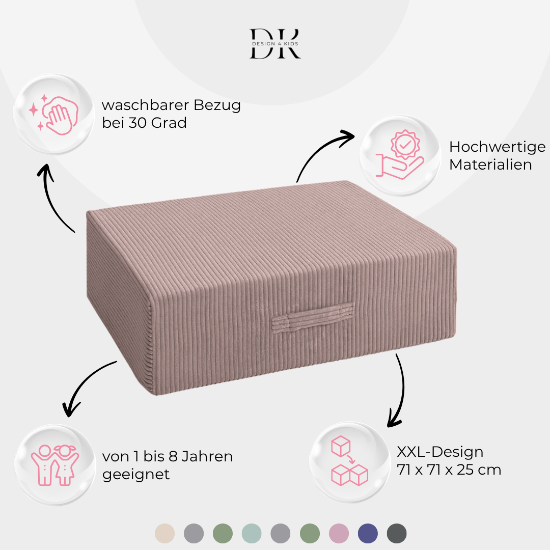 Design4Kids Hüpfpolster Cord Grande - 71x71 cm