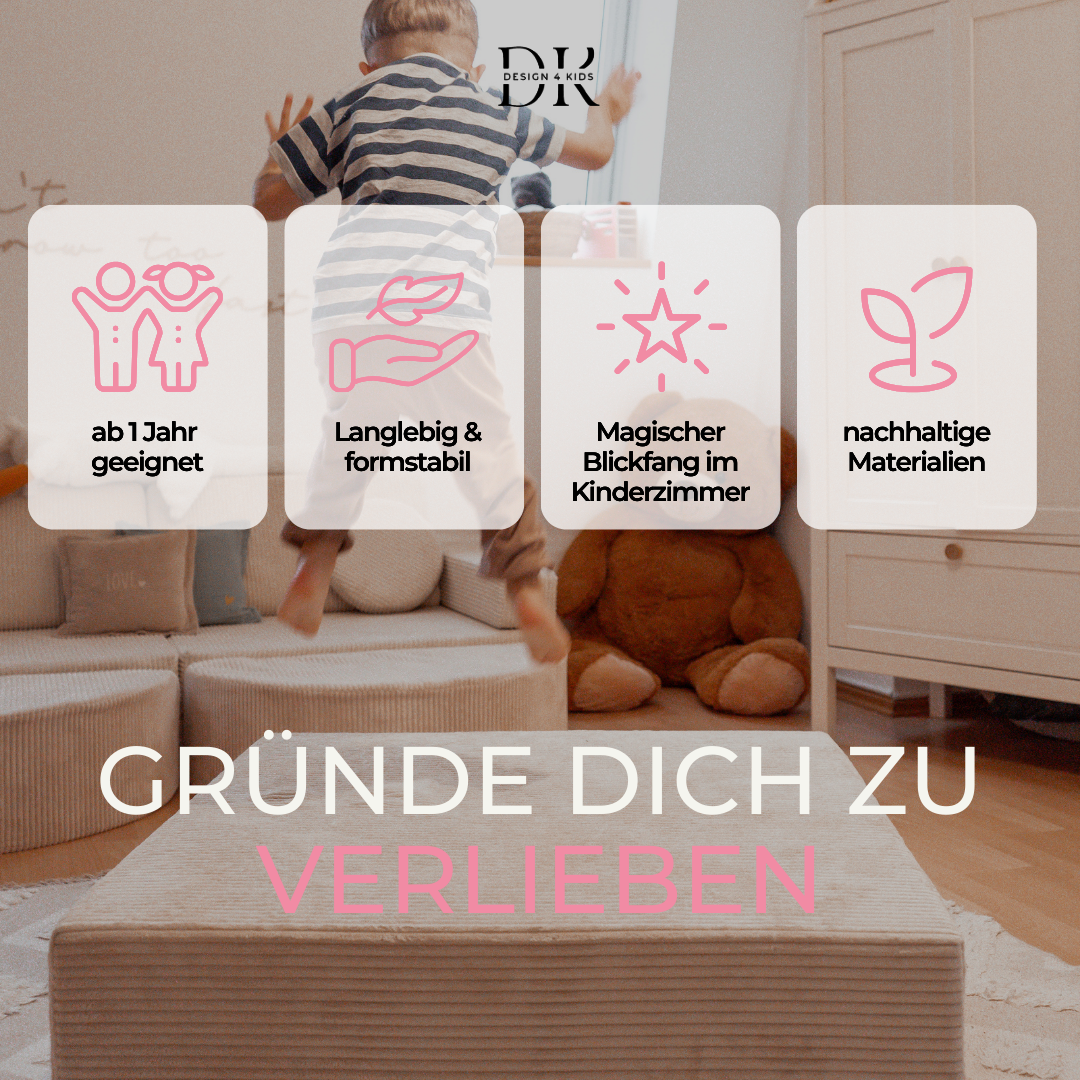 Design4Kids XXL Hüpfpolster Cord Grande - 86x86 cm