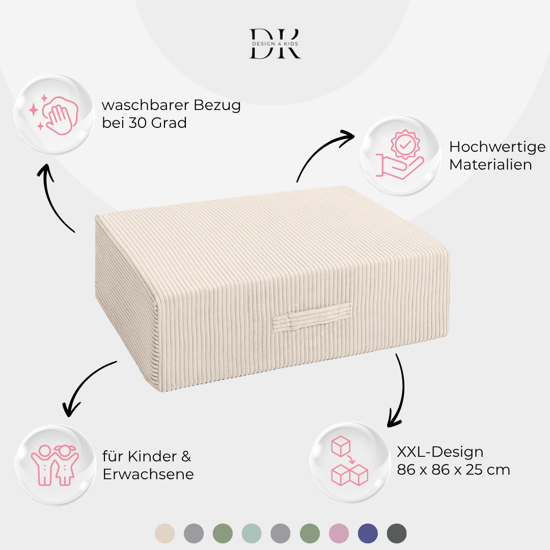 Design4Kids XXL Hüpfpolster Cord Grande - 86x86 cm