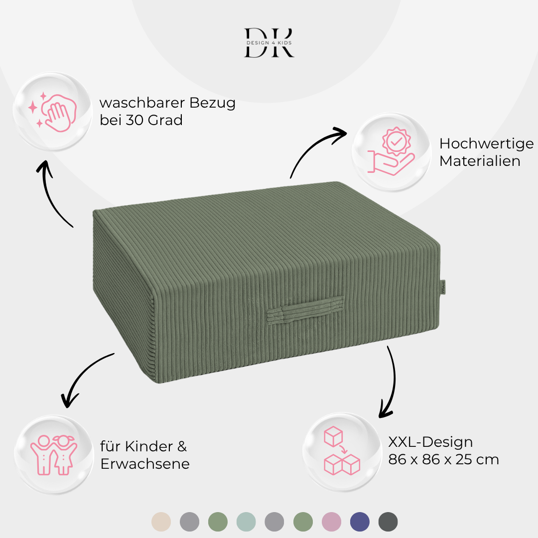 Design4Kids XXL Hüpfpolster Cord Grande - 86x86 cm