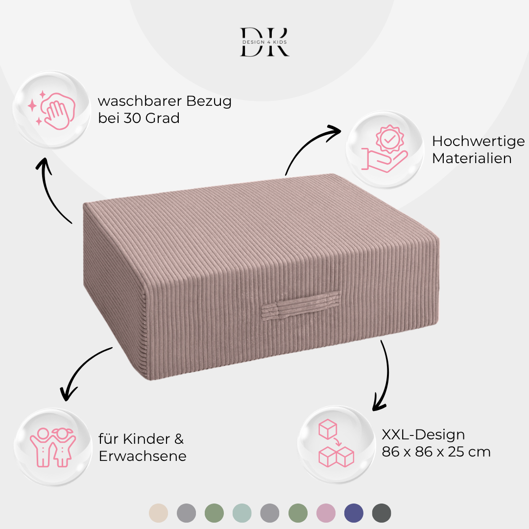 Design4Kids XXL Hüpfpolster Cord Grande - 86x86 cm