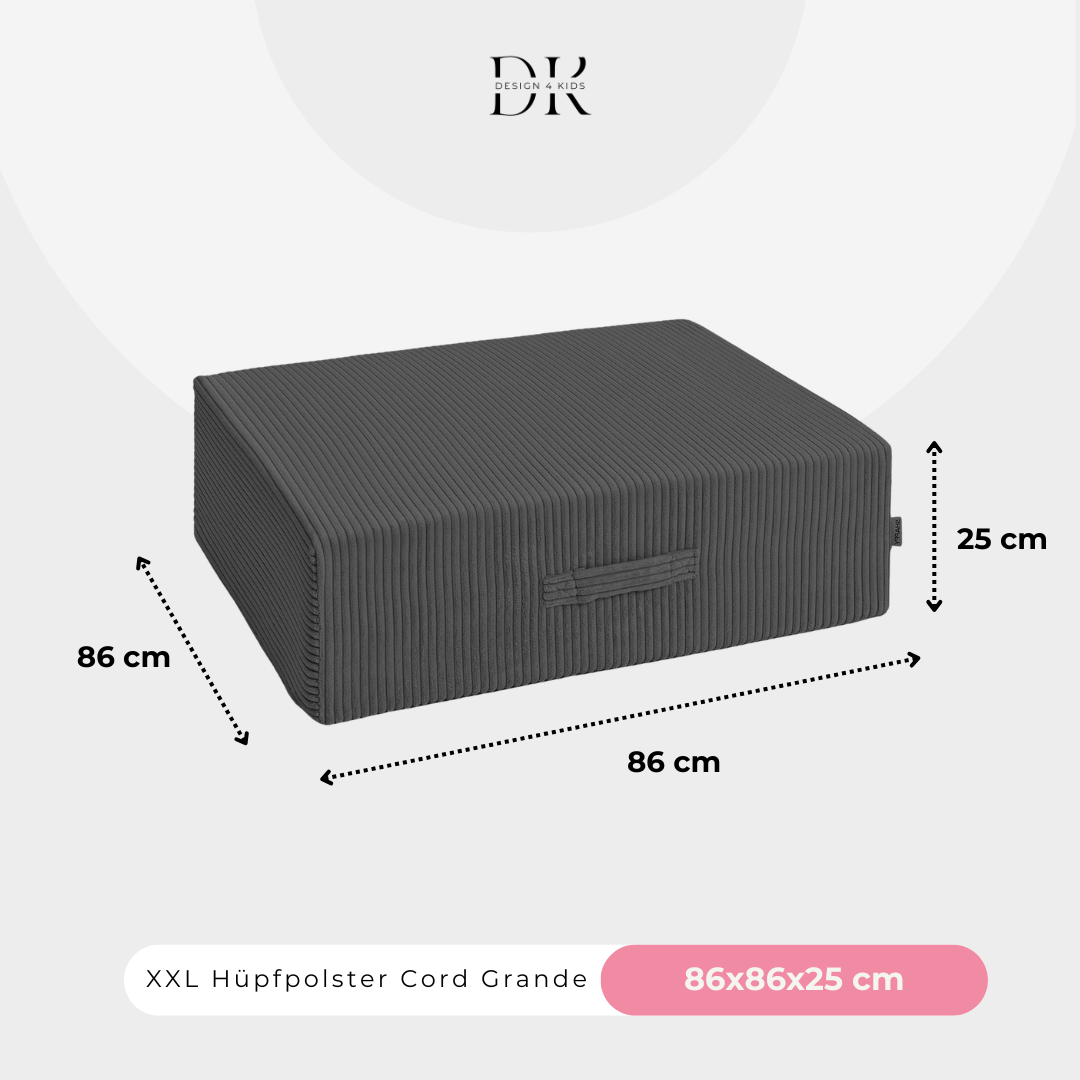 Design4Kids XXL Hüpfpolster Cord Grande - 86x86 cm