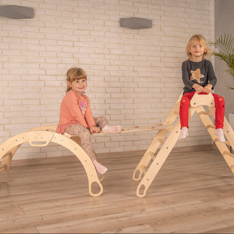 Design4Kids 3-in-1 Montessori Kletterset L - Kletterdreieck, Rutsche & Wippe