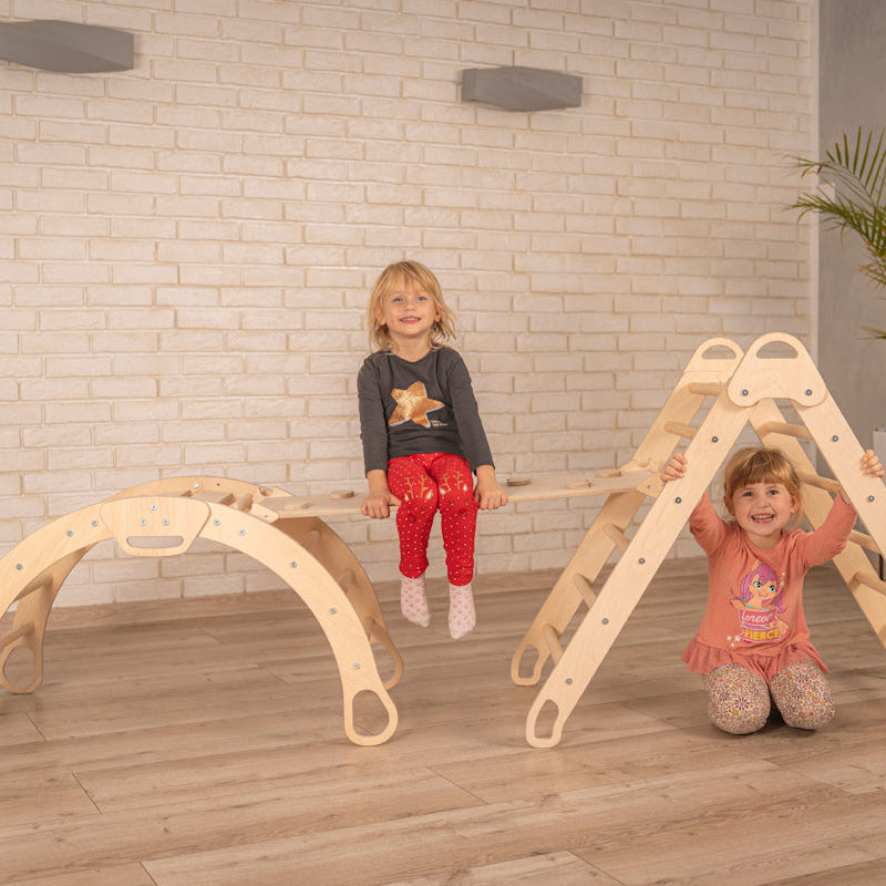 Design4Kids 3-in-1 Montessori Kletterset L - Kletterdreieck, Rutsche & Wippe